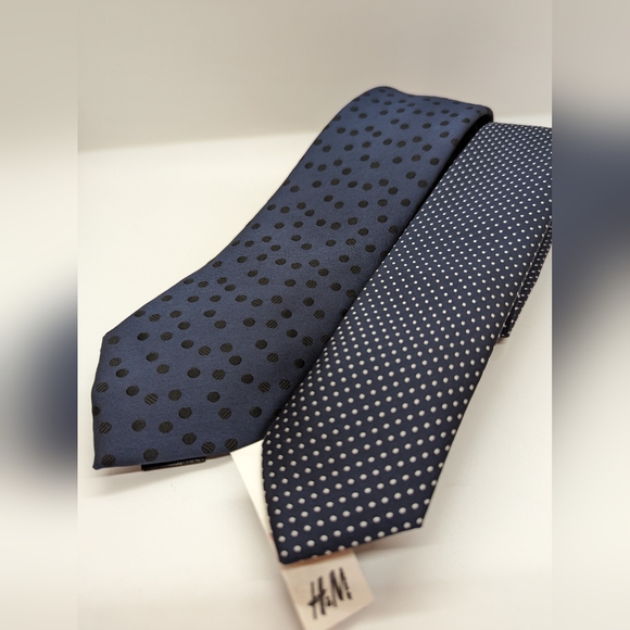 Lot of 2 H&M Slim Ties - Navy - Picture 1 of 3